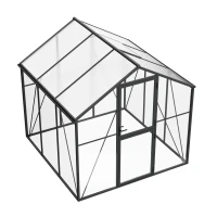 Drivhus Premium Black 232 cm – Aluminiumramme med glass og polykarbonat