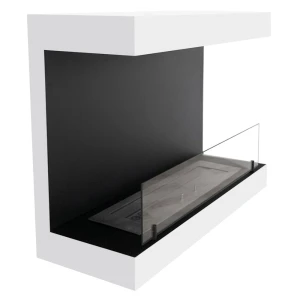 Dakota - Hvit tre-sidig veggmontert biopeis 80 cm